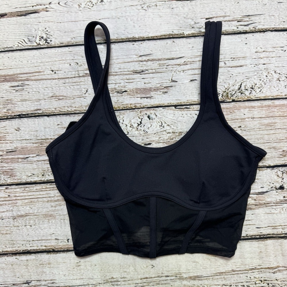 Alo Yoga Womens Small? Lingerie Inspired Active Airbrush Mesh Corset Crop Top